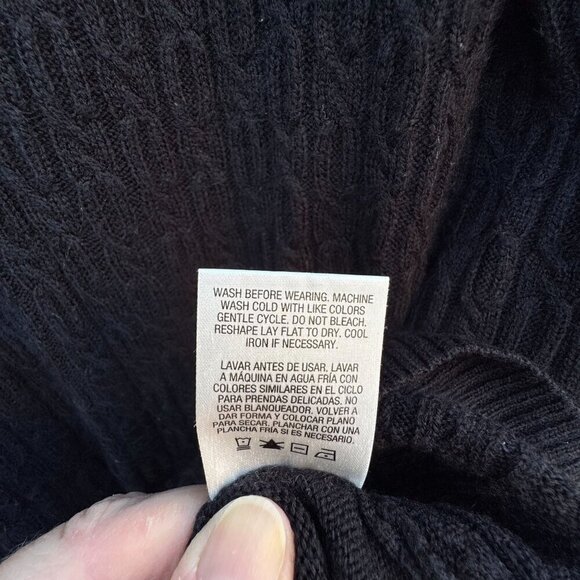 Express Vintage Y2K Womens Black Cable Knit Long Sleeve Button Henley Sweater S - Picture 6 of 9